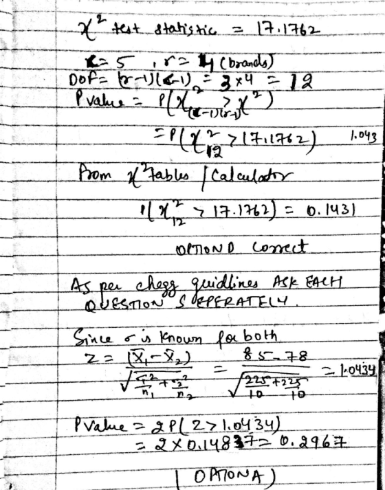 ...statistic = 17,1762 not forvente en los la P value plurt = =PLtr 7 171 1762) 1.043 from & tables I calculator Play > 17.17