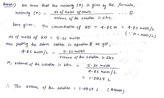 (Ma moles) Answer) we know that the molarity (M) is given by the formula, molarity (M) = No of moles of solute S volume of th