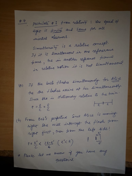 postulate #1 from relativity: the speed of light is finite and same for all inertial observers. Simultaneily is a relative co
