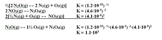 35 -h K- (4.6-10-3)1 2I2 N2(g) 02(g) NO2(g) K(4.1.1092 K3(1.2-10-35)-½.(4.6.10-3)-1.(4.1.10-9)2 K 1.1.103 N2( )(g) 1%O2(g) + N2O4(g)