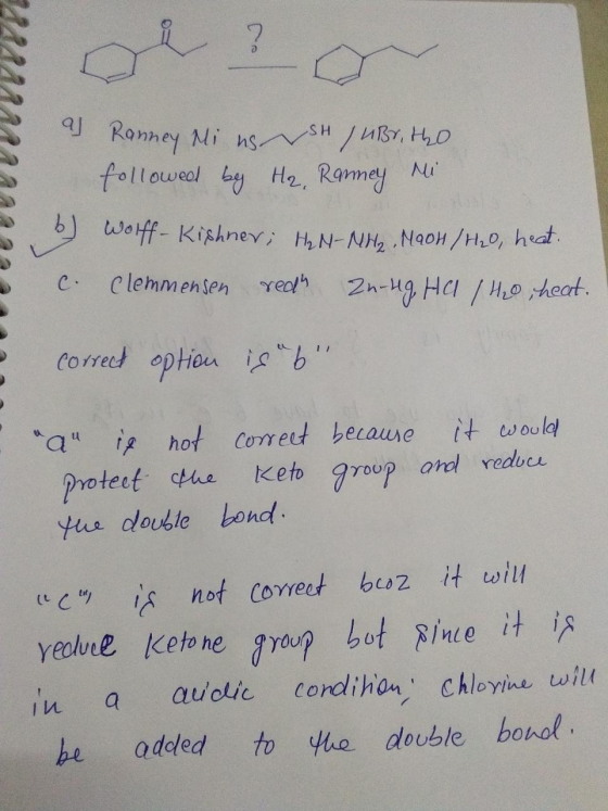 T 2 2 3 as Ranney Mi ne SH JUBr, the followed by Hr. Ranney Mi b) Wolff-Kishner, H₂N-NH2. MaoH /H₂O, heat. c. Clemmensen red