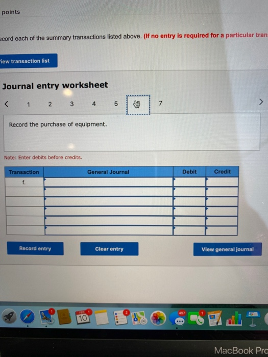 points acord each of the summary transactions listed above. (If no entry is required for a particular tran lew transaction l