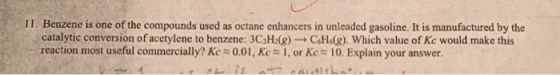 II. Benzene is one of the compounds used as octane enhancers in unleaded gasoline. It is manufactured by the catalytic conver