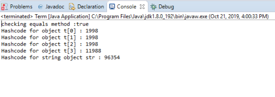 Problems @ Javadoc Declaration Console X Debug <terminated Term (Java Application) C:\Program Files\Java\jdk1.8.0_192\bin\jav