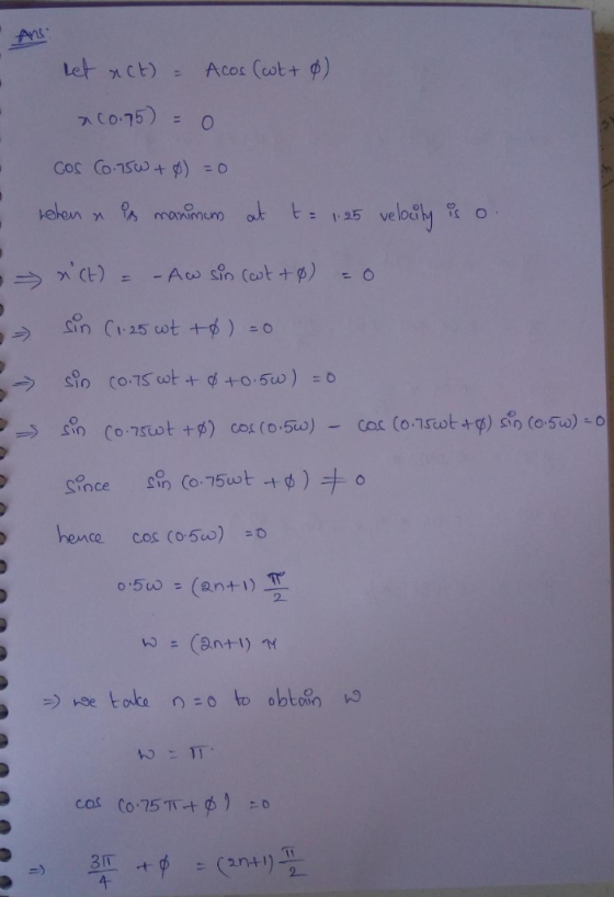 5% 유) (0.75-ot-t Since cos C075T+ φ) 午