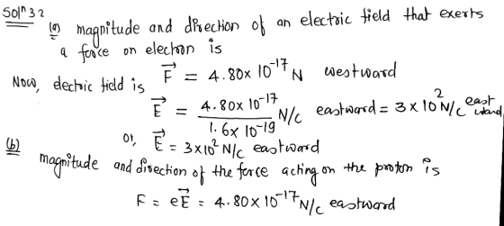 2 501 32 = lenye magnitude and direction of an electric field that exerts a force on election is Now, dectric field is F = 4