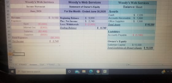 37 Woodys Web Services Woodys Web Services Woodys Web Services 38 Income Statement Statement of Owners Equity Balance She