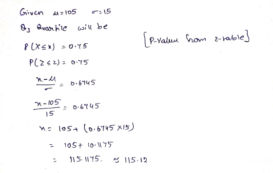 u hom a table] Given M=105 0:15 Qiz Quartie will be PLXSH) = 0.45 P(282) = 0.45 nad 0.6445 31-109 = 0.6445 15 - na 105+ (0.67