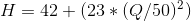 H=42+(23*(Q/50)^{2})