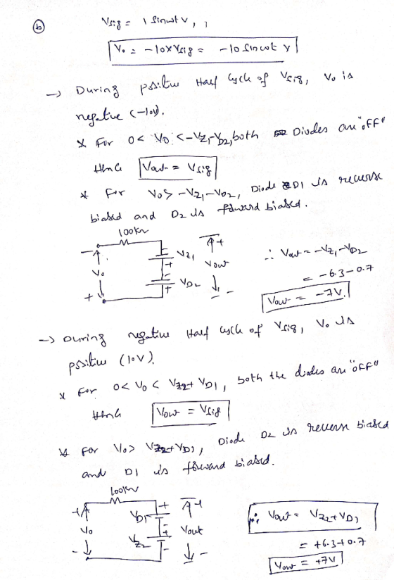 \ = 8 أنس ۷ , ۱ - Vo - lox Veiga -lo fonwt yl During positive Half Cycle of Veis, vois negative (-lov). x For os No <-12, 82,
