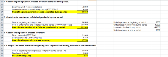 13 1. Cost of beginning work in process inventory completed this period. Beginning work in process balance Conversion costs i