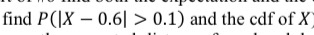 find P(|X - 0.6] > 0.1) and the cdf of X