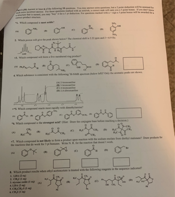 art (10) Answer at least 6 of the following 10 questions. You may answer extra questions, but a 2 point deduction will be ass