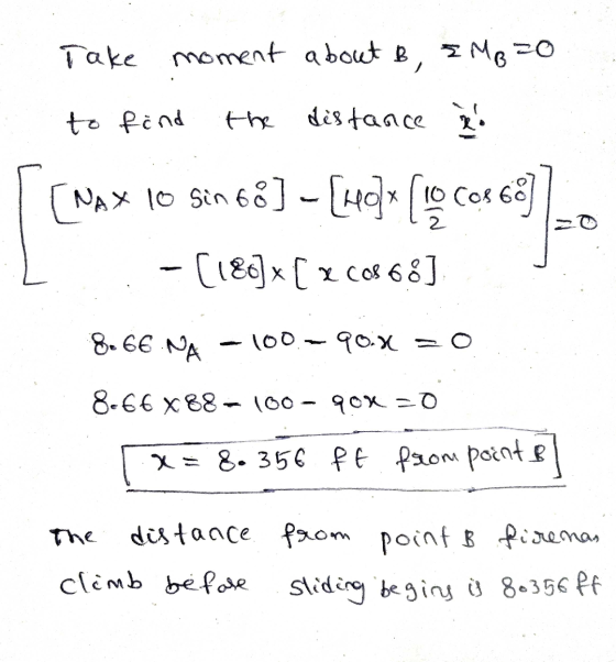 Take moment about B, EMB=0 to find distance a the 10 Cos 60 [Cow [MAX 10 Sin 68] - [HQ* (10 - [180] [2006] 8.66 NA 100.-90.x