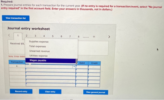 Required: 1. Prepare journal entries for each transaction for the current year. (If no entry is required for a transaction/ev