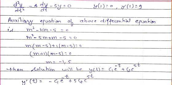 d24 - 4 - 5y =o__y030 , (139 Auxiliary equation above differential equation Lis m²-um-550 m²-5m+m-5=0 mm-5)+1m-5)=0 (mtilma
