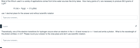 Most of the lithium used in a variety of applications comes from brine water sources like briny lakes. How many grams of Li a