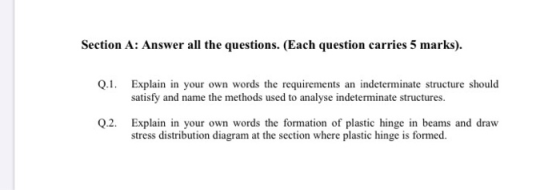 Section A: Answer all the questions. (Each question carries 5 marks). Q.1. Explain in your own words the requirements an inde