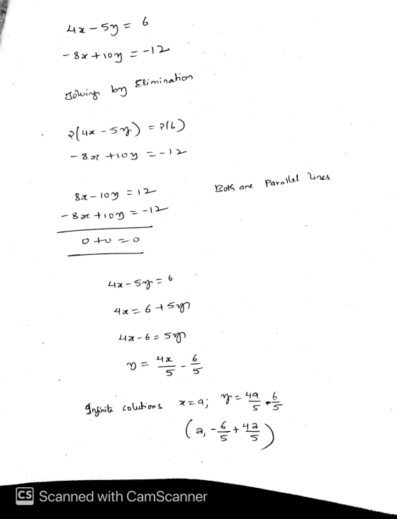 -88410에 =12 6 시라 5g Elimination Towing by 2(x - 5y) = (1) -857 109 - - ) Parallel lines Both are &a - 100 -8x H100 -1) oto- 시
