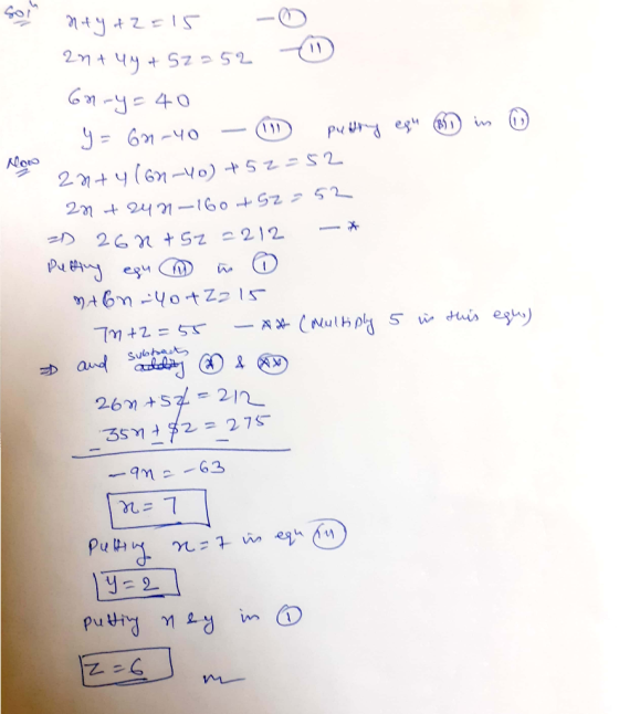 Noro zutul noty a 2 = 15 - 2n+ 4y + 52252 - Gn-y=40 y = 62-40 - puttry egh M in 6 2 22tylon-yo) +52-52 2n +242-160 + 5z = 52