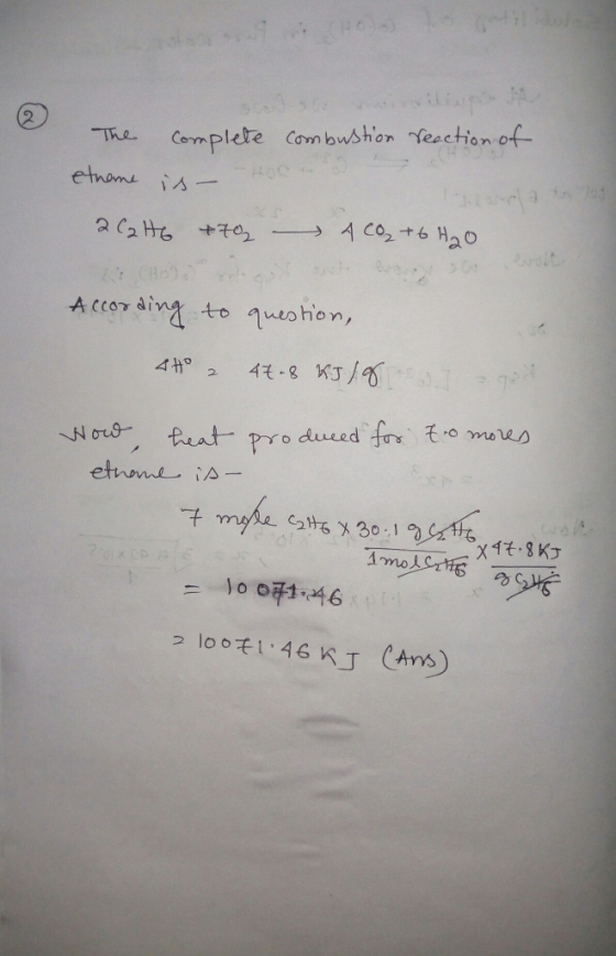 7 &.CHOO 64 A p M 2 Com bwshon feaction of HOD &) The Complete Ho etnome lt On :CHo)0 A ccor ding to nueshion, 4t-8 KJ/ 2 due