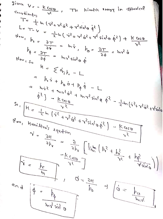Jivan V: - K cosce , The kinete Coordinates Te £m (22+26² trsinta ¿? ) Ecosco, The kinetic energy in osphooleal Le Tov - Im C