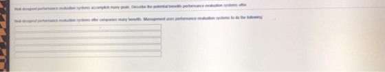 of We designed performance s performance evaluations accomplish many goats Describe the potential bene welded performance on