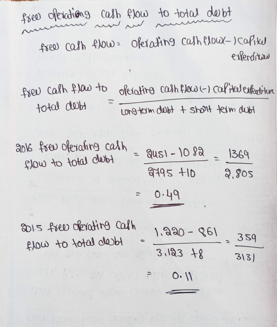 w free operations cash flow to total debt w uw er m m free cash flow oferating cash flow(-) Capital expenditure Preu cash flo