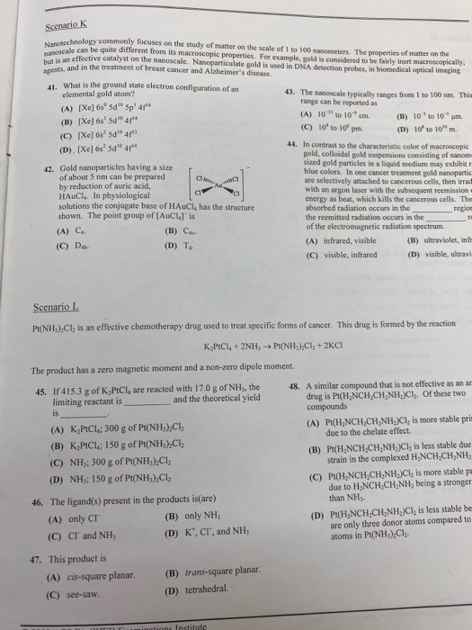 Scenario K echnology commonly focuses on the study of matter on the scale of 1 to 100 nanometers. The properties of mater on