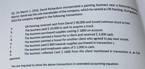 iness near a historical DR Painting. During Mates 1 On March 1, 2016, David Richardson incorporated a painting business distr