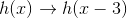 h(x)\rightarrow h(x-3)