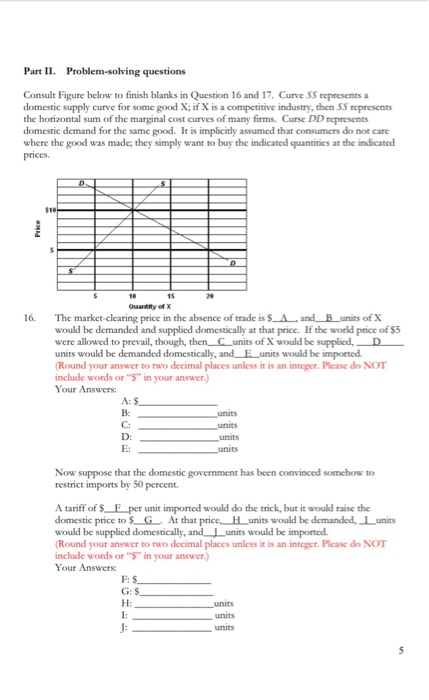 Part II. Problem-solving questions Consult Figure below to finish blanks in Question 16 and 17. Curve SS represents a domesti