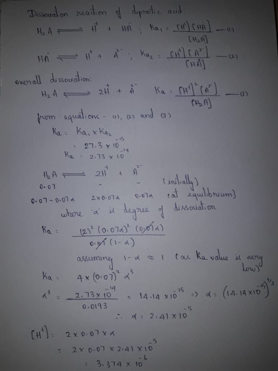 I Dissouation reaction of diprotic and HA HA HÃ, kai: CH CHA) - (H2A) HA - H + Å ; Kaz: SH] CA²) - (2) CHA] overall dissoura
