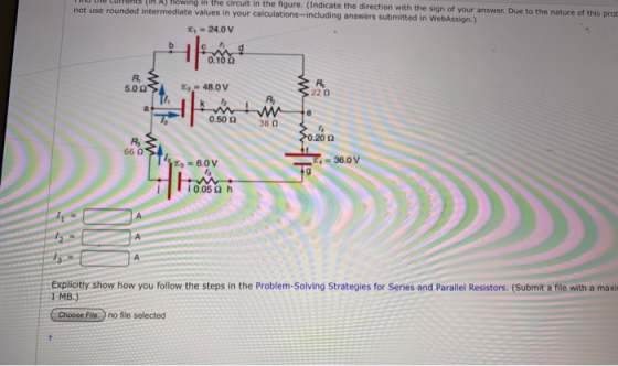 I AJ Howing in the circuit in the figure. (Indicate the direction with the sign of your answer. Due to the nature of this pro