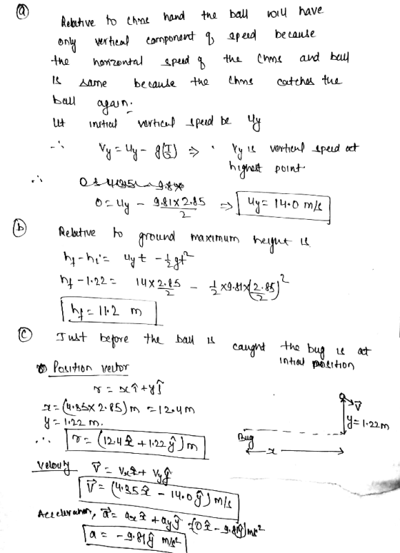 Relative to come hand the ball will have only vertical component q speed because the horizontal speed of the came and all is