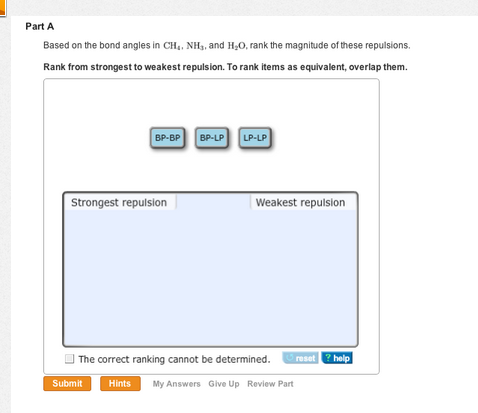 Based on the bond angles in CH4, NH3, and H2O. ran