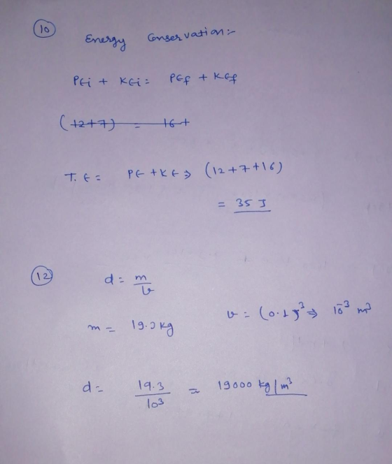 10 Energy Conservation. Pri + KG PEF + Kef (+2+7) 16+ T.EE PETKE PE+k+s (12+7+16) = 35I 12 da m و o= (only 103 m m -- - 19.0k