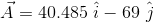 A = 40.485 i - 69