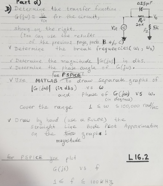 Part o DDetermine the transfer tiunction 20 K 5k . Showy-on-the-right. th You cay Use the results. of the previo Determine t