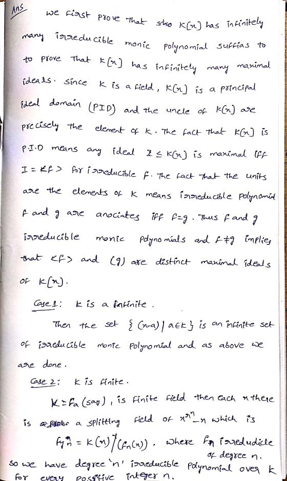 Ans monic polynomial suffias to to prove that t[n] has element of k. The fact that K(a) is we first prove that sko KG) has in