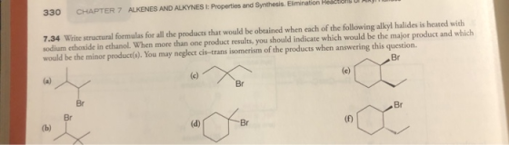 330 CHAPTER 7 ALKENES AND ALKYNES : Properties and Synthesis. Elimination Heactions in 7.34 Write structural formulas for all
