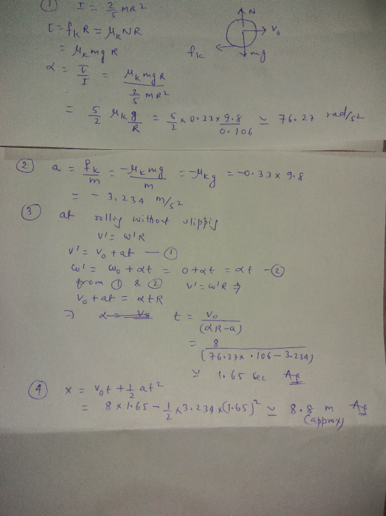 U MR2 t-fi R = M, NR - mgr 2 = 7 - Mimga R2 Zmo2 Z kg = R 2 x 0.33x9.8 0 .106 76.27 radish mm a = fx = -9 mg = kg = -0.33 x 9