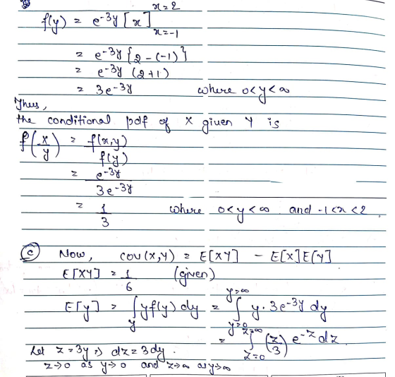 Na2 2 fly) e-By [ 1 z 1 2 2 e-38 2-(-1)] e-3y (20) 3e-34 z where of you Thus, the conditional pdf of * giuen y is X 2 fly) e-
