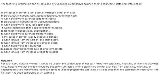 The following information can be obtained by examining a companys balance sheet and income statement information: a. Increas