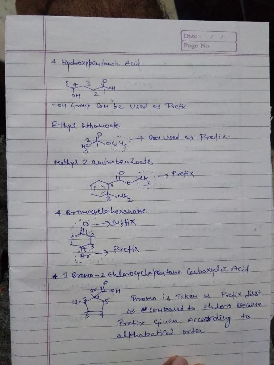 Date: Page No. 4 Hychoxrheutanoic Acid 4 2 2. H GO Can be Uged s Pretix Ethyt &tharuDade Ga vsed ay Pretiz 2 3 Nethyt 2-ainsb