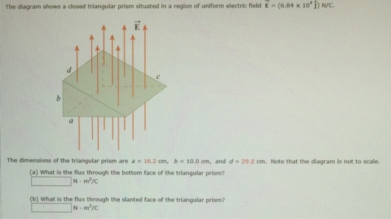The diagram shows a closed triangular prism situat