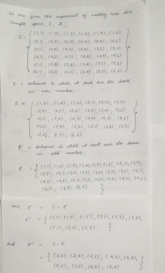 dice We are ginen the expeuiment tuallig tuo Sample space, S, R; C1,),1,2), (1, 3) ,(1, 4) , C1, s) , (1, 6) (2,), (2,2), 12,