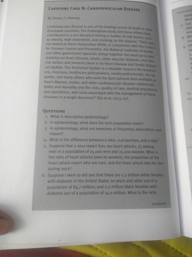 CAPSTONE CASsE B: CARDIOVASCULAR DISEASE whis Wha 8y Steven T. Fleing 7 Out the Cardiovascolar dsease is one of the leading c