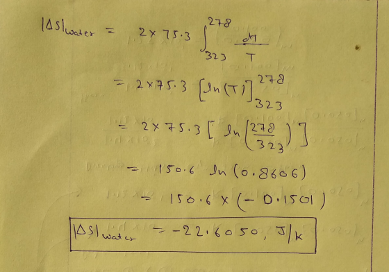 278 Aswater = 2x75.3 > = 2x75.3 [ln (71] 2 to - 2x75.3[ su (232)] Girona 1150.6 en (0.8606) 150.6 x (-0.1501) posl water --22
