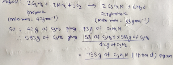 Адигел : 2 16 + 2NE, +10, 5 2 Сунь + 660 propene acrylonitiile (molar mars= 42gmori) ( мост мат - s3 9 moj-1) 50 ; 4-9 of cун